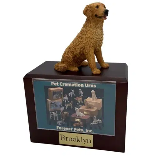 Sitting Golden Retriever Figurine cremation urn