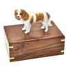 Cavalier King Charles Spaniel dog figurine wood memorial cremation urn