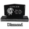 2" laser engraved granite pet headstone with base, diamond style