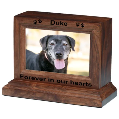 Rosewood Photo Frame Cremation Urn With Base - up to 45 pounds