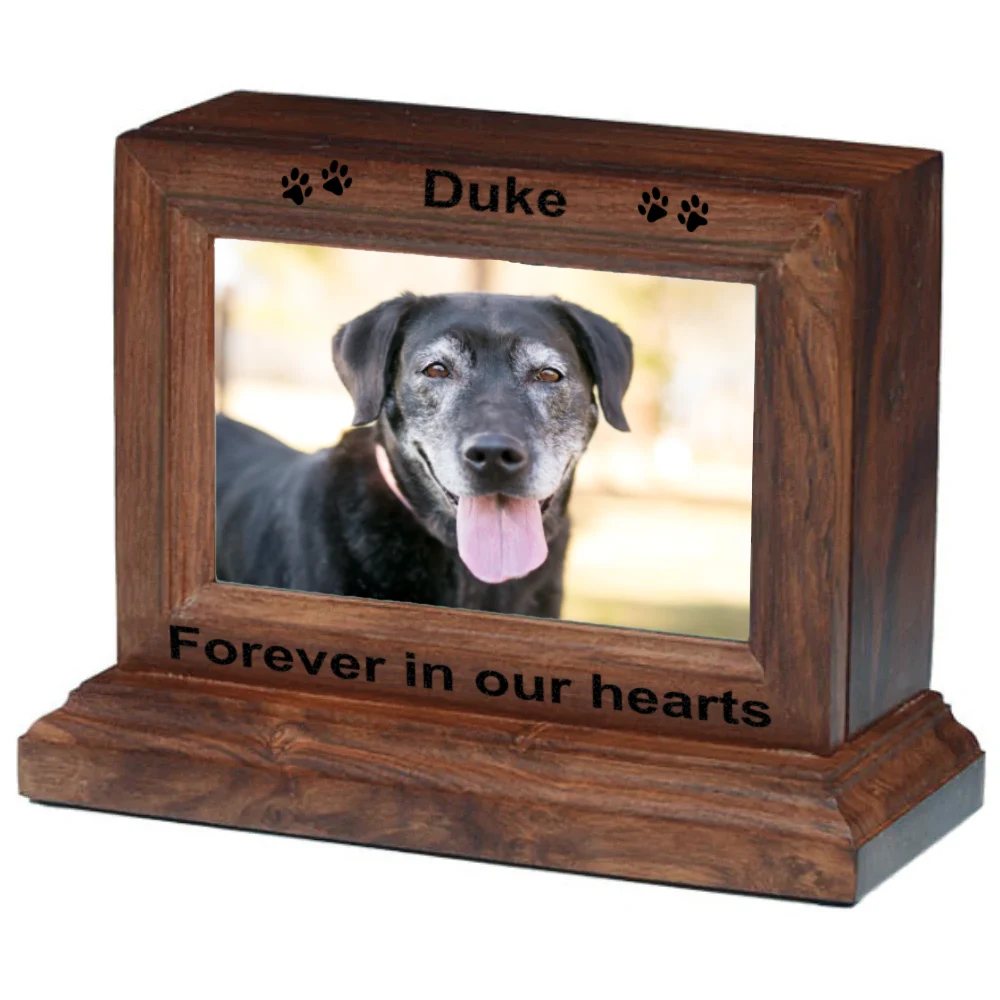Rosewood Photo Frame Cremation Urn With Base - up to 45 pounds