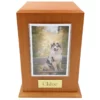 Wood pet photo holder tower cremation urn, large, cherry