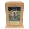 Wood pet photo holder tower cremation urn, medium, oak