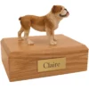 Memorial pet cremation urn with standing bulldog dog figurine