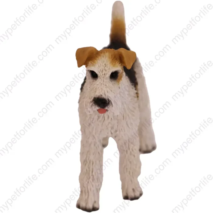 Wire Haired Fox Terrier Dog figurine for memorial urn, front