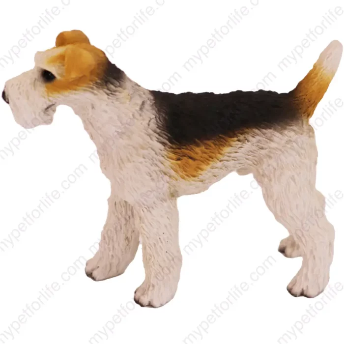 Wire Haired Fox Terrier Dog figurine for memorial urn, side