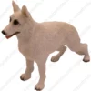 Standing white German Shepherd Dog figurine for memorial urn, front