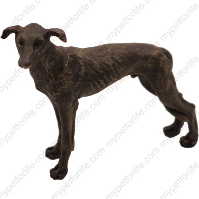 Standing Brindle Greyhound Dog figurine for memorial urn, front