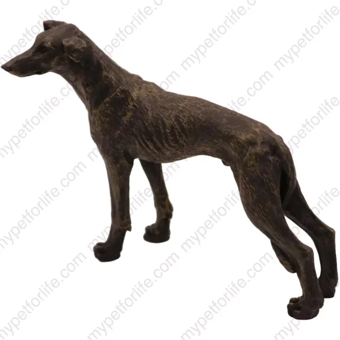 Standing Brindle Greyhound Dog figurine for memorial urn, front