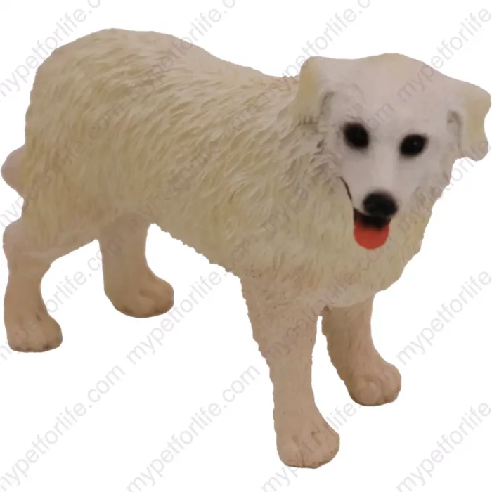 Standing Kuvasz dog figurine for memorial urn, front