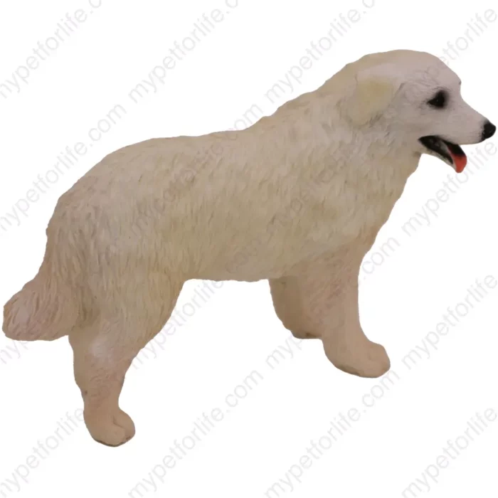 Standing Kuvasz dog figurine for memorial urn, side