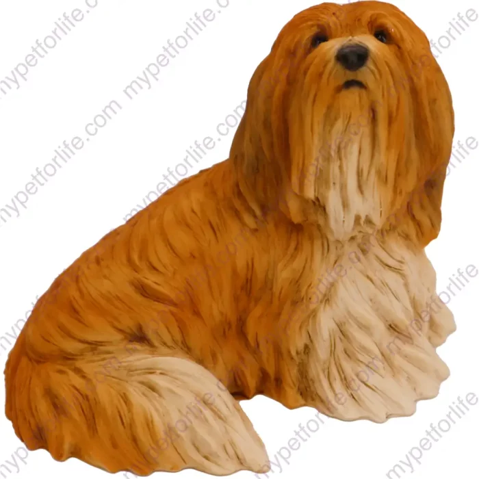 Standing Lhasa Apso dog figurine for memorial urn, front