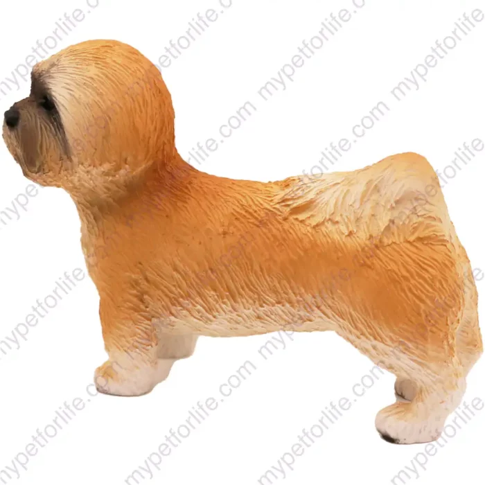 Standing Brown Puppycut Lhasa Apso dog figurine for memorial urn, front