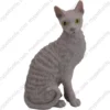 Blue Cornish Rex cat figurine for memorial urn, front