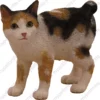 White Japanese Bobtail Tortise cat figurine for memorial urn, front