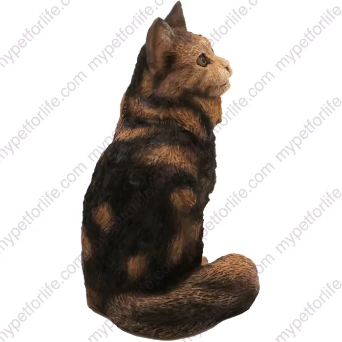 Brown Maine Coon tabby cat figurine for memorial urn, side