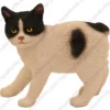 Black and white Manx cat figurine for memorial urn, front