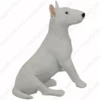 White Bull Terrier dog figurine for memorial urn, side