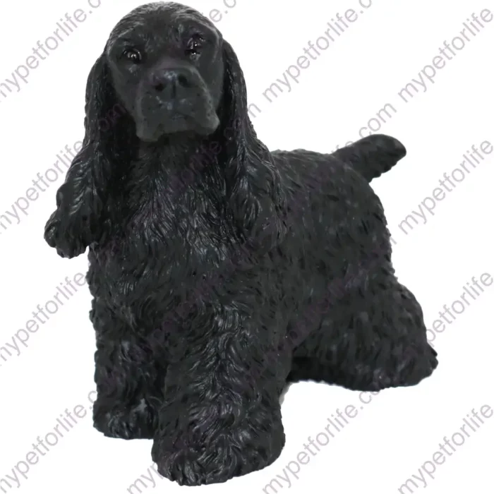 Cocker Spaniel, black, front, dog figurine for memorial urn