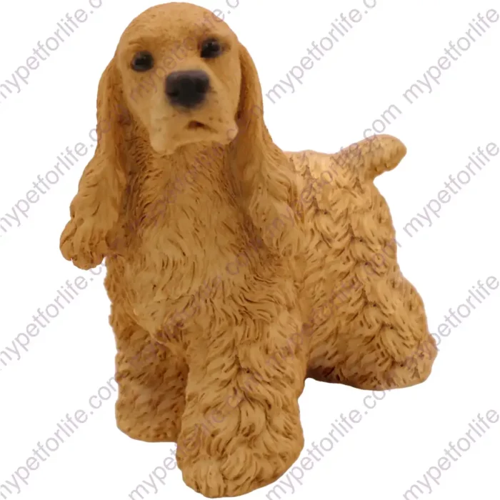 Buff Cocker Spaniel dog figurine for memorial urn, front