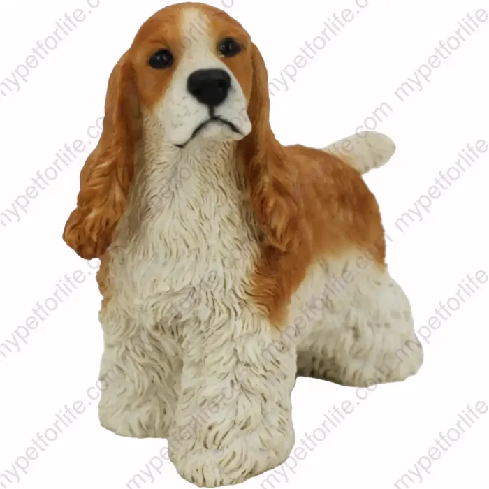 Tan Cocker Spaniel dog figurine for memorial urn, front