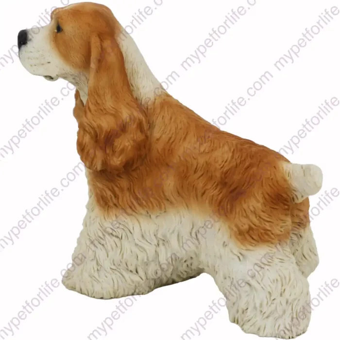 Tan Cocker Spaniel dog figurine for memorial urn, side