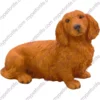 Brown Long Haired Dachshund dog figurine for memorial urn front