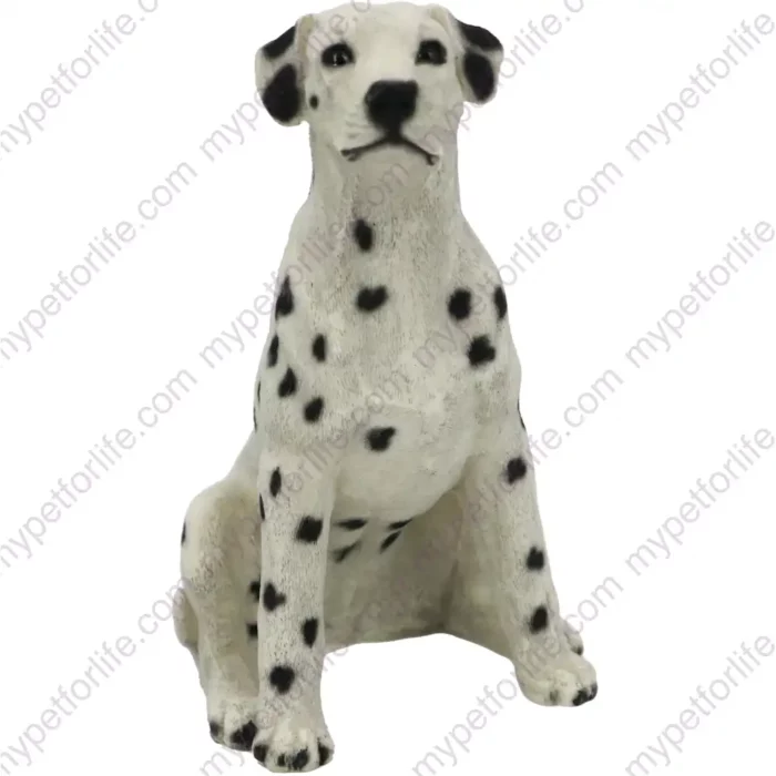 Dalmatian dog figurine for memorial urn, sitting, front