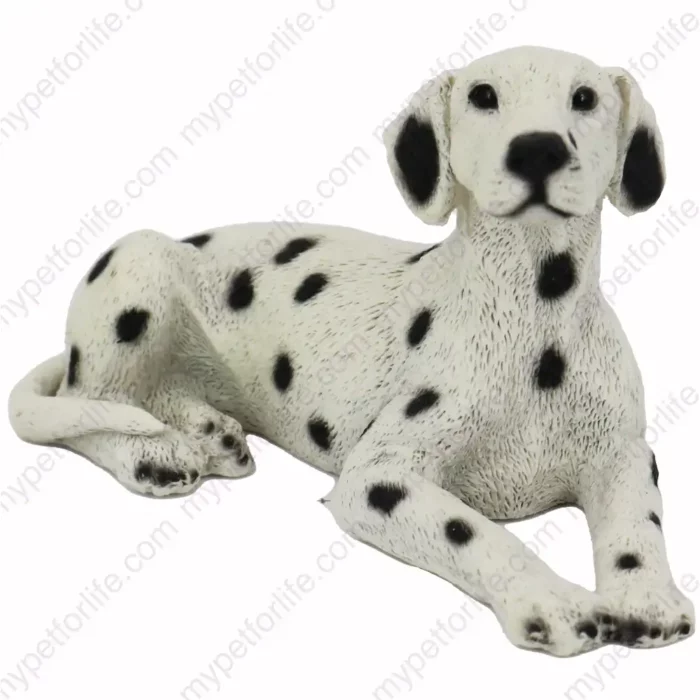 Dalmatian, laying, front, dog figurine for memorial urn