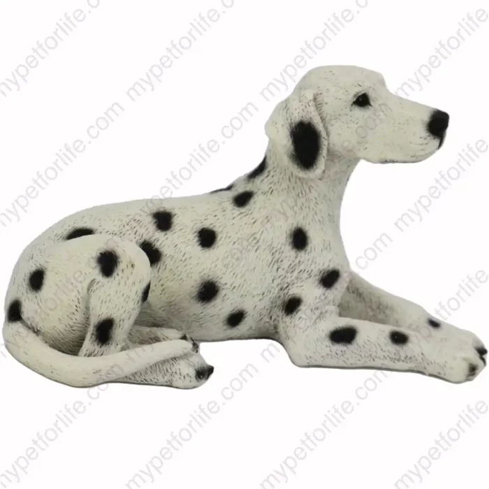 Dalmatian, laying, side, dog figurine for memorial urn