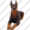 Black Laying Doberman dog figurine for memorial urn, front