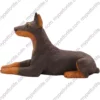 Doberman Pinscher dog figurine for memorial urn, black, laying