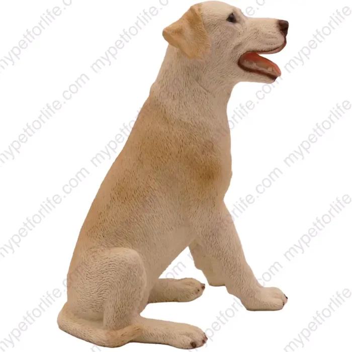 Sitting yellow labrador dog figurine for memorial urn, side