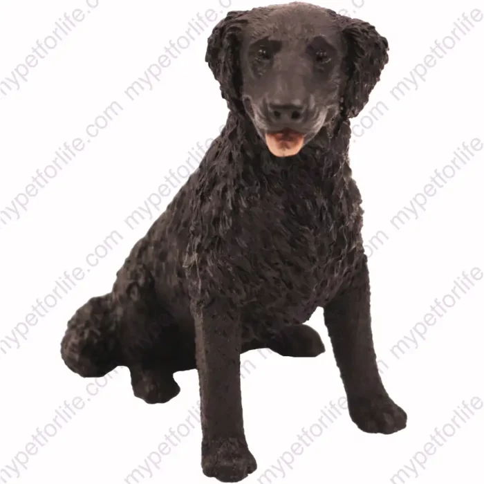 Sitting black labrador dog figurine for memorial urn, front