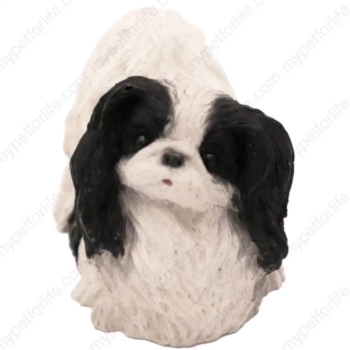 Black and white Pekingese dog figurine for memorial urn