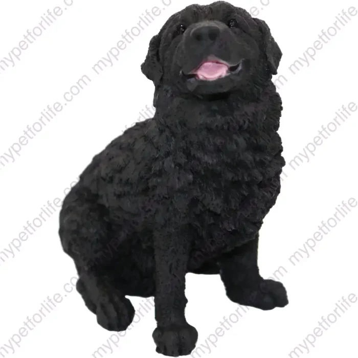 Black Newfoundland dog figurine for memorial urn