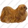 Tan Pekingese dog figurine for memorial urn, side