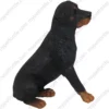 Sitting Rottweiler dog figurine for memorial urn, side