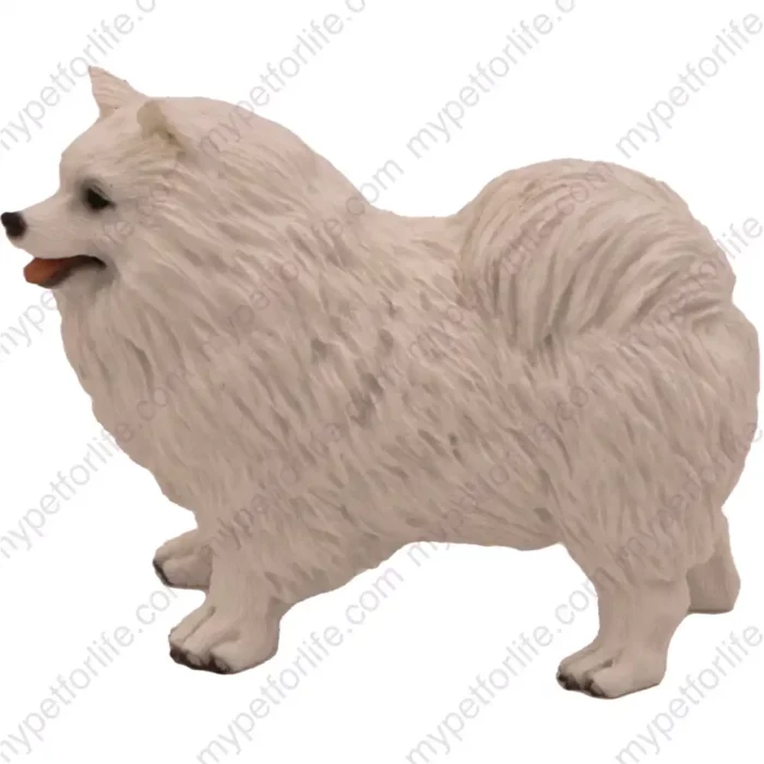 White Samoyed dog figurine for memorial urn, side