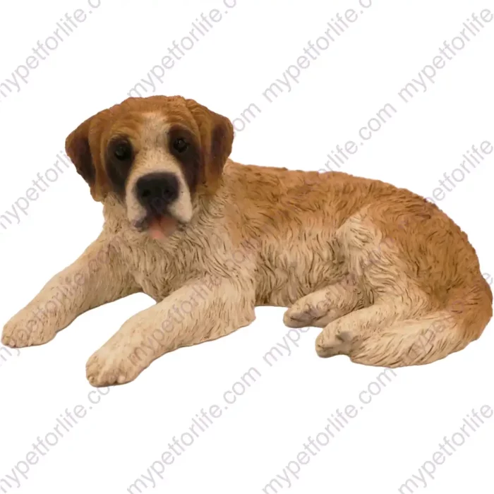 Laying Saint Bernard dog figurine for memorial urn