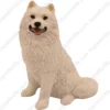 Sitting White Samoyed dog figurine for memorial urn