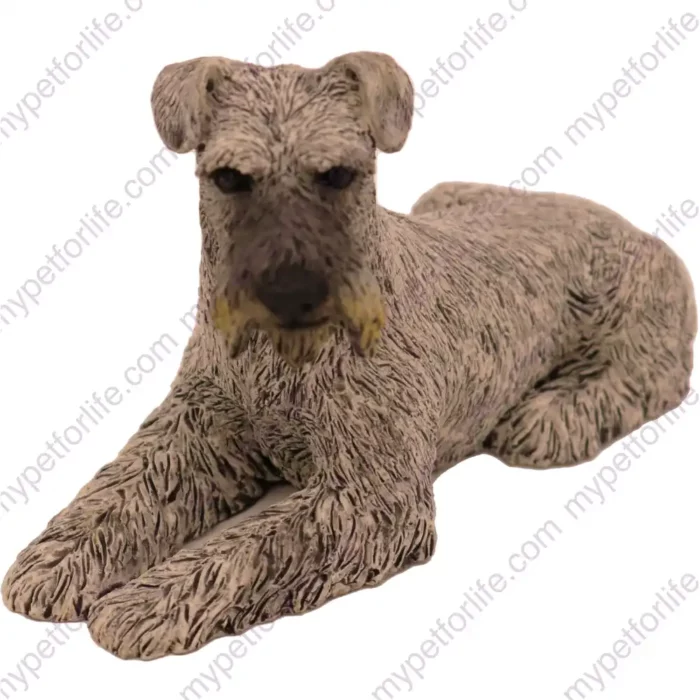 Silver ears down Schnauzer dog figurine for memorial urn