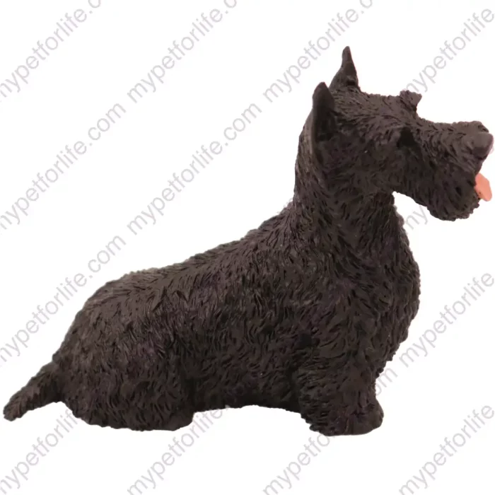 Standing Black Scottish Terrier dog figurine for memorial urn, side