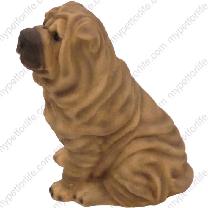 Shar Peis dog figurine for memorial urn, side