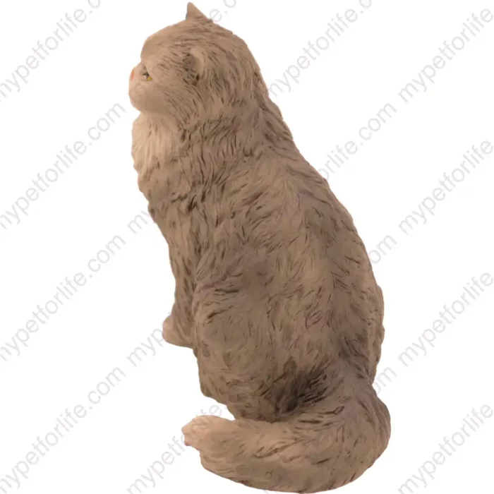 Gray Persian cat figurine for memorial urn, side