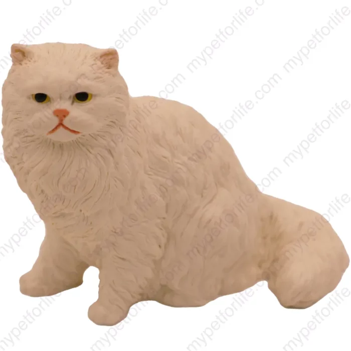 White Persian cat figurine for memorial urn, front