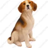 Sitting Beagle dog figurine for memorial urn, front