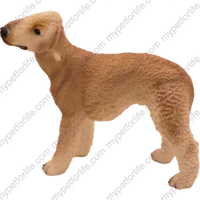 Standing Tan Bedlington Terrier dog figurine for memorial urn, side