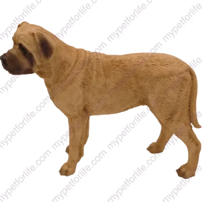 Standing Bull Mastiff dog figurine for memorial urn, side