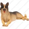 Laying German Shepherd dog figurine for memorial urn, front